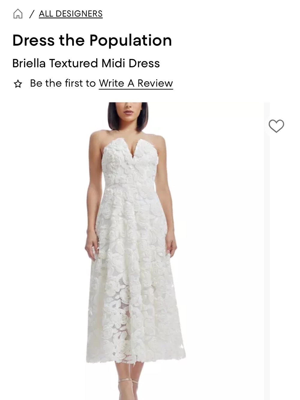 Dress the Population White Textured Strapless Midi Dress